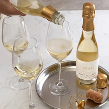 BOLLE Blanc de Blancs Demi 375ml non-alcoholic sparkling wine with champagne glasses, perfect size for two people