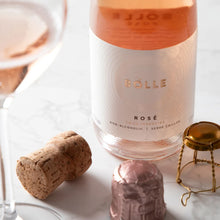 BOLLE Rosé Demi 375ml twice-fermented non-alcoholic wine label close-up with cork, premium alcohol-free sparkling wine