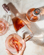 BOLLE Sparkling Rosé non-alcoholic wine overhead view with multiple glasses, elegant entertaining and celebration