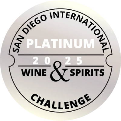 Badge for San Diego International Platinum Wine & Spirits Challenge 2025 on a white background