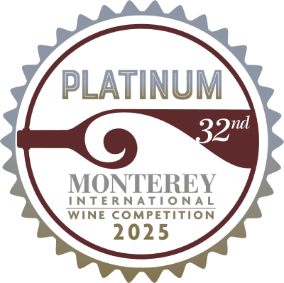 Platinum award logo for the 32nd Monterey International Wine Competition 2025.
